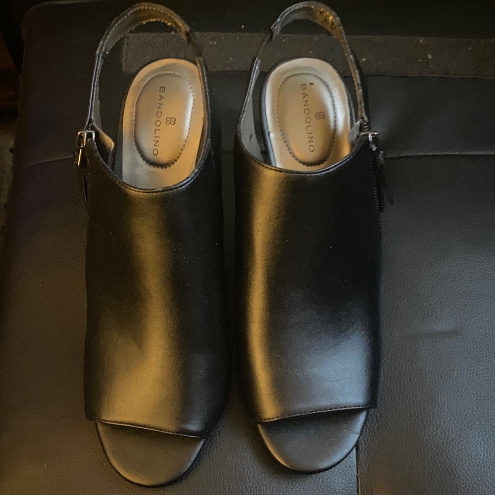 Bandolino Black Peep-Toe Mules